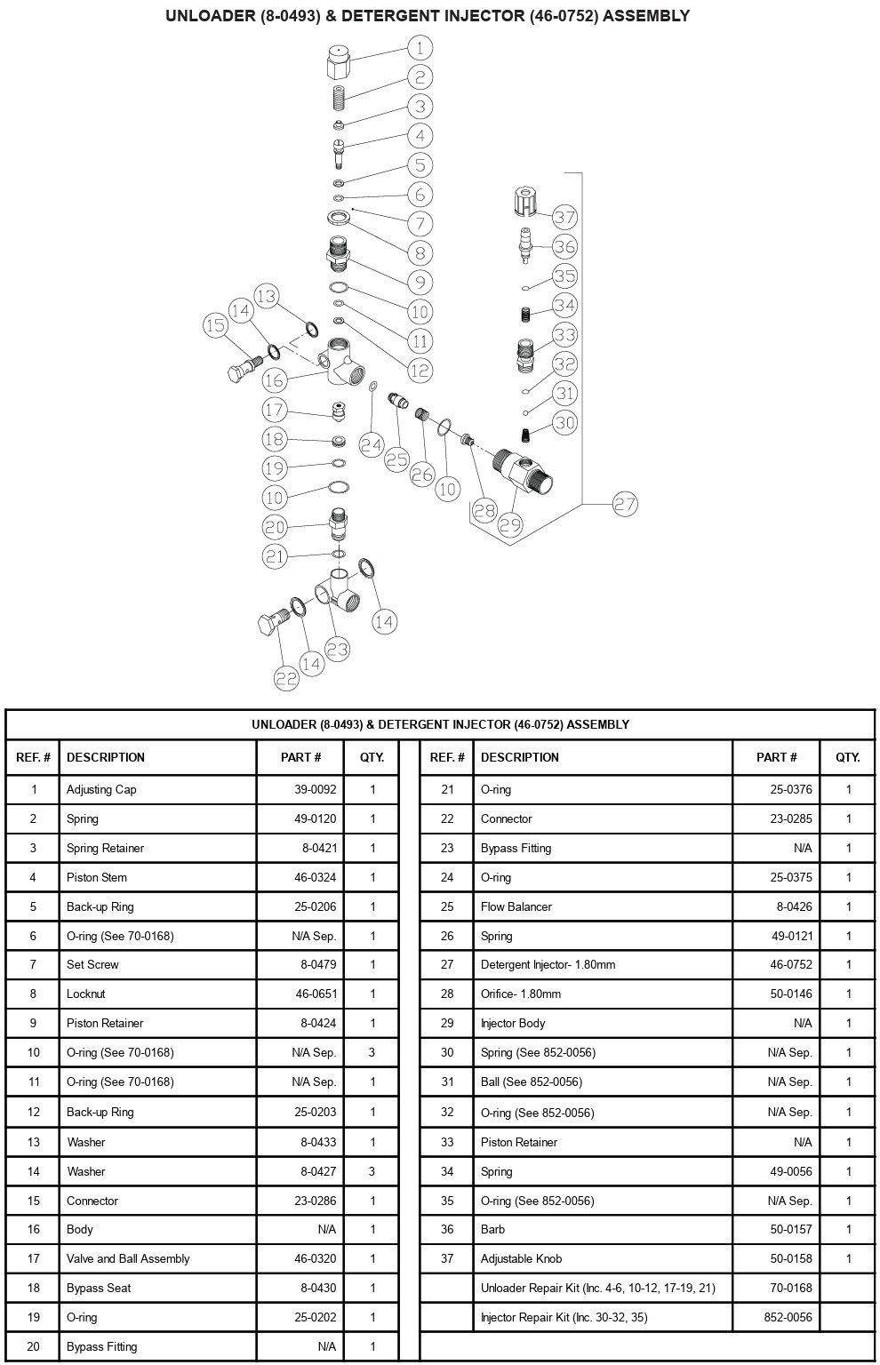 MITM 8-0493 unloader repair parts & breakdown